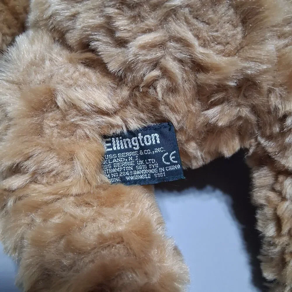 Russ Berrie Ellington Brown Plush Teddy Bear Red Plaid Ribbon Bow NWT